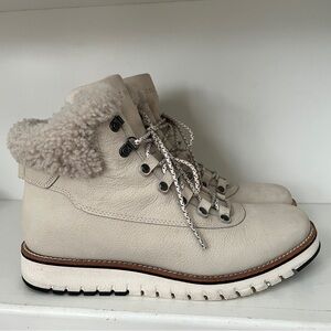 Cole Haan Grandexplore Hiker Boots women’s 9.5 ivory waterproof